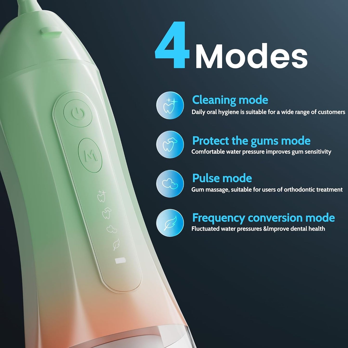 Water Flossers for Teeth, Electric Floss for Adults & Kids, Water Dental Picks, Cleaning and Flossing, Portable Flossers for Travel Size, Gums, Dental Care with Travel Bag, Waterproof - Green/Pink