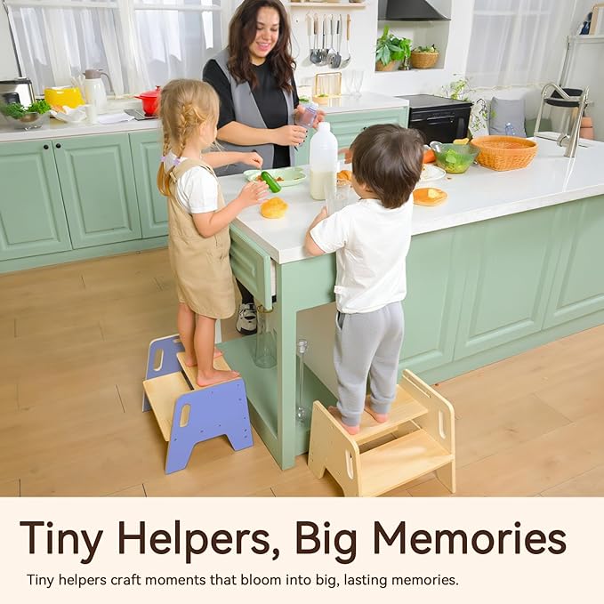 Wingyz Toddler Step Stool with Handles, Wooden Kids Step stools, Durable 3-Level Height Adjustable Stepstool for Bathroom Sink, Kitchen, Bedroom,Potty Training