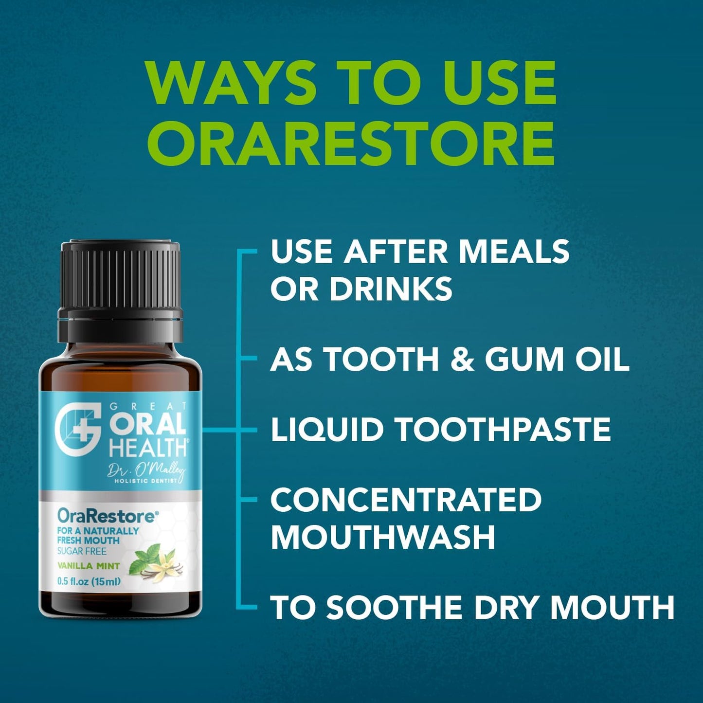 OraRestore Bad Breath Treatment for Adults Halitosis: Dentist Formulated Oral Rinse Concentrate Tooth Oil Liquid Toothpaste, Fresh Breath Mouthwash for Dry Mouth, Oral Care, Healthy Gums & Teeth 15ml