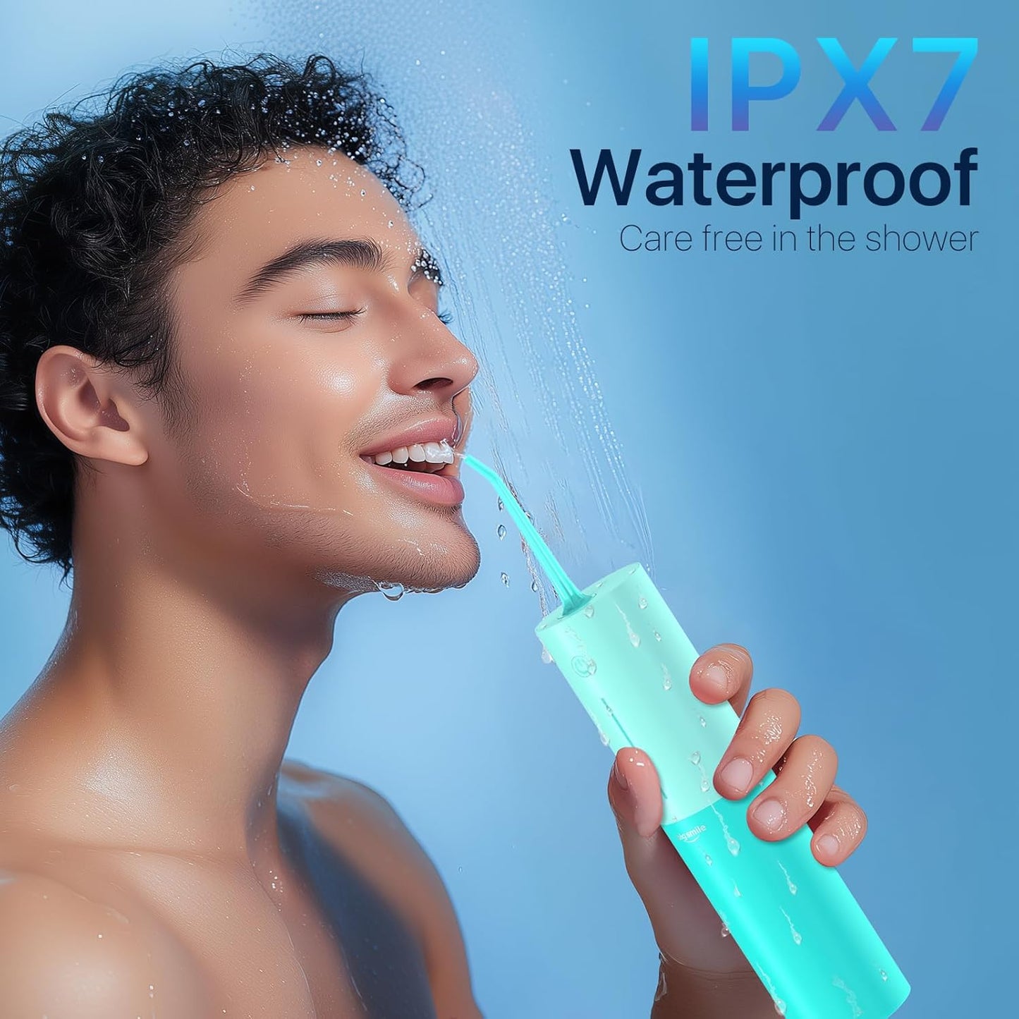 Powerful Cordless Water Flosser for Healthy Gums Rechargeable Dental Oral Irrigator for Daily Cleaning of Sensitive Gums, Orthodontic Braces or Tonsils to Help Prevent Infections and Bad Breath(Blue)