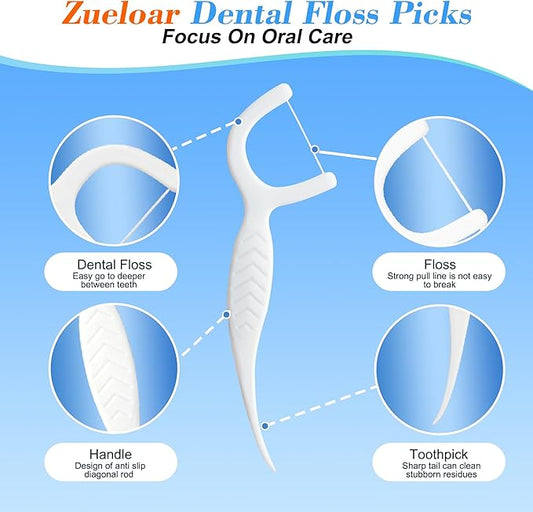 Individually Wrapped Dental Floss Picks, Floss Singles Case,100 Count Tooth Flossers for Travel Hotel Restaurant Party Office Car, Oral Care and Clean Teeth for Adults Kids (100)