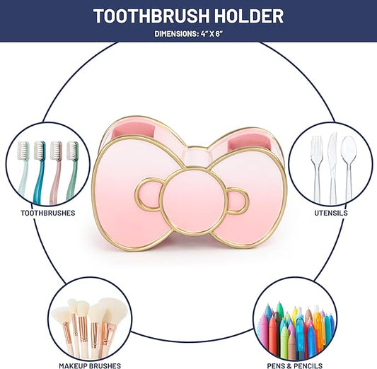 Jay Franco Hello Kitty Bathroom Accessories - 2 Piece Pink Resin Bathroom Décor and Storage Set Includes Toothbrush Holder and Soap Dish