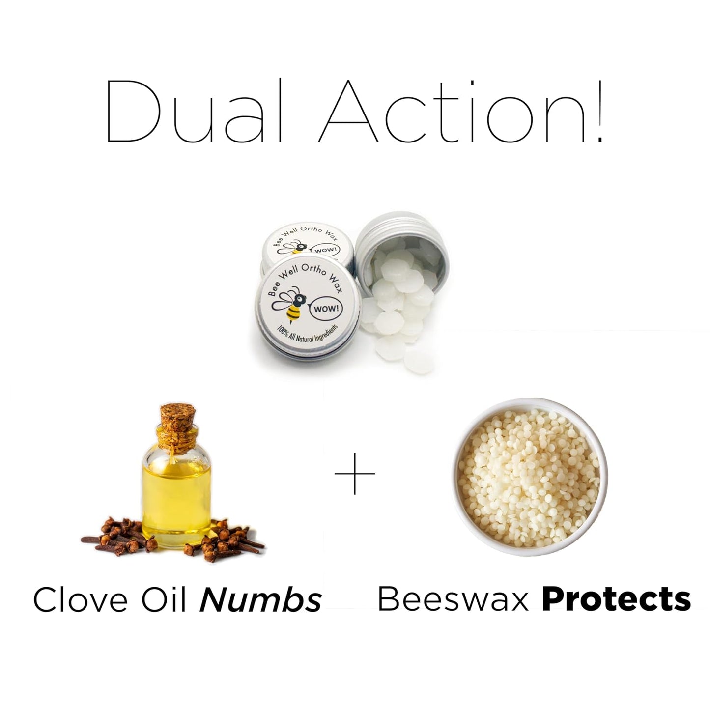 Numbing Braces Wax - All Natural & Made in the USA | 2-in-1 Soothes & Protects | Clove Oil Numbs Pain & Beeswax Shields Sensitive Tissue | 2 Aluminum Jars | 60 Total Pieces of Wax for Braces Relief