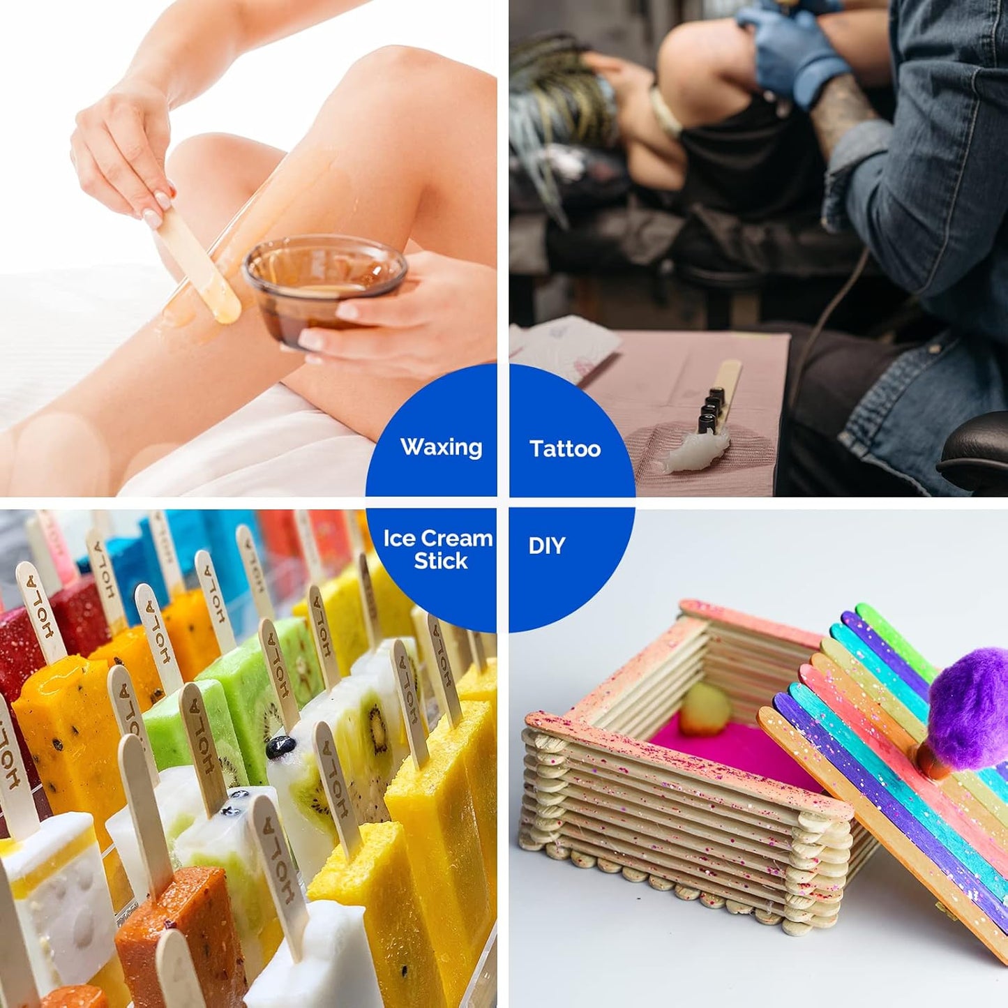 JMU Tongue Depressors 200 Count, 6" Tongue Blades Wooden Non-sterile (2 Boxes of 100)