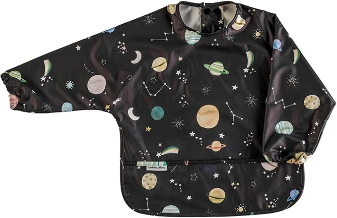 Loulou Lollipop Long Sleeve Mess Free Waterproof Bibs, for baby boys and girls 6-36 Months, Machine Washable, Travel Friendly