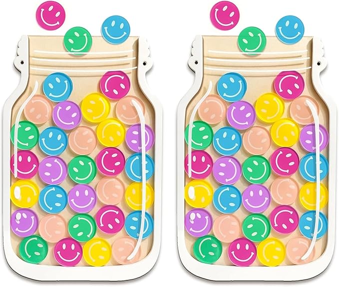 2 Pack Magnetic Reward Jars for Kids - Smiley Tokens Reward Jar for Classroom 8" Star Jar Reward System Behavior Chart for Kids at Home Potty Training