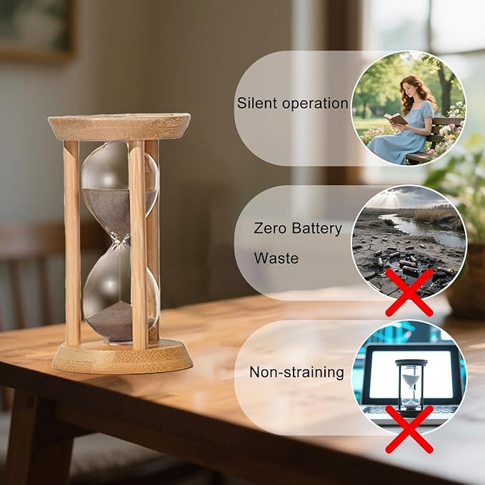 Wood Sand Timer,10 Minute Hourglass,Brown Sandglass 10 Min,Mini Sand Watch,Reloj de Arena 10 Minuto for Toothbrush Timer,Cooking,Baking,Game, Gift