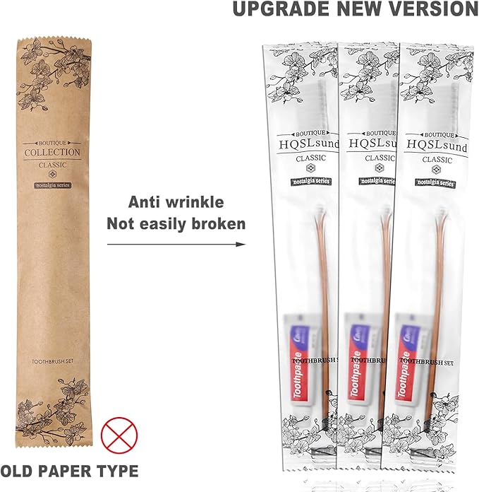 20 pcs Disposable Toothbrush with Toothpaste Bulk Individually Wrapped, Travel Toothbrush Kit, Hotel Toothbrushes Bulk for Airbnb,Shelter/Wedding/Nursing Home/Charity/Homeless, Gold