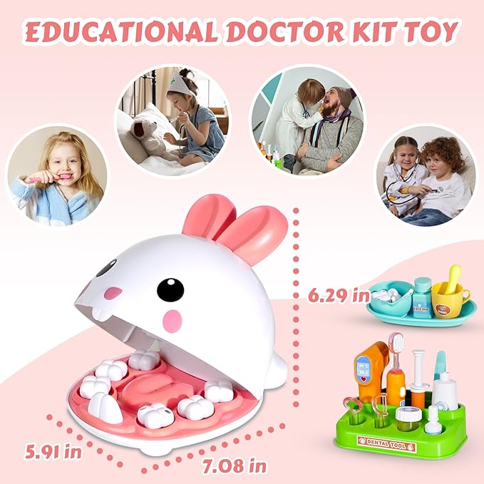 Dentist Kit for Kids - 31 Pcs Doctor Kit for Toddlers 3-5 Pretend Play Kit Toys for Role Play Pretend Playset Kit for Toddlers - Gifts Easter Basket Stuffers for 3-7 Years Old Girl