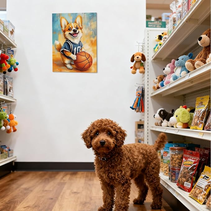 YOUHONG Animal Art Animal Canvas Wall Art Dog Poster with Inner Wooden Frame - Lightweight, Sports Wall Decor for Bedroom & Living Room Decoration Ready to Hang (12x15.7 Inches)