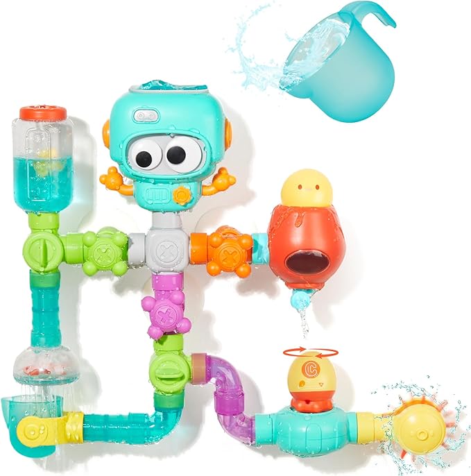 Bath Toys for Kids Ages 4-8, STEM 27 Pack | DIY Water Pipe Assembly Kit with Suction Cups | Mold-Free Educational Bath Toys | Kid&Toddler Bath Toy with Interactive Features for Cognitive Development