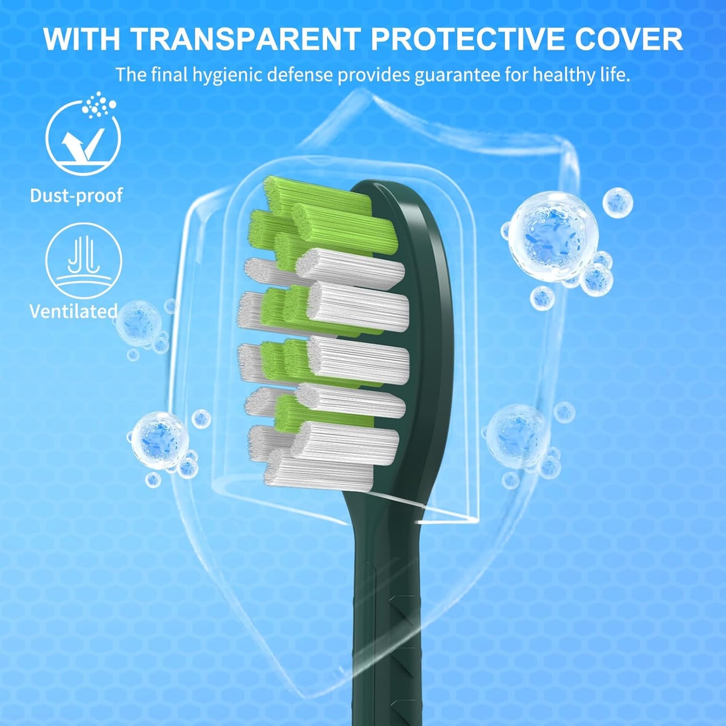 Toothbrush Replacement Heads Compatible with Philips One Series Sonicare Rechargeable Toothbrush BH1022/08, 10 Pack Replacement Heads, Soft Bristles, Sage Green