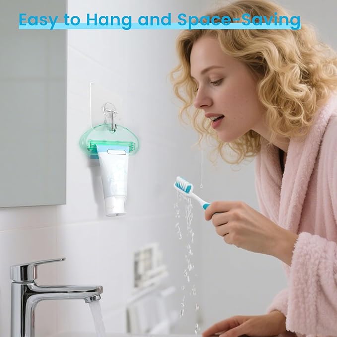 LOVEINUSA Toothpaste Tube Squeezer Dispenser, 4PCS Hanging Tooth Paste Clips Roller Squeezer Holder for Saving Toothpaste Facial Cleanser Creams Paint Hair Gel Glue