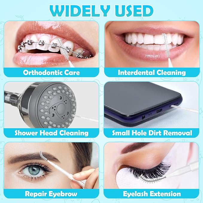 120 Pieces Interdental Brushes, Braces Brush Cleaner Orthodontic Flossers Toothpicks Floss Picks for Braces Kit for Teeth Cleaning Tools Spiral Dental Brush Head for Efficient Oral Care White