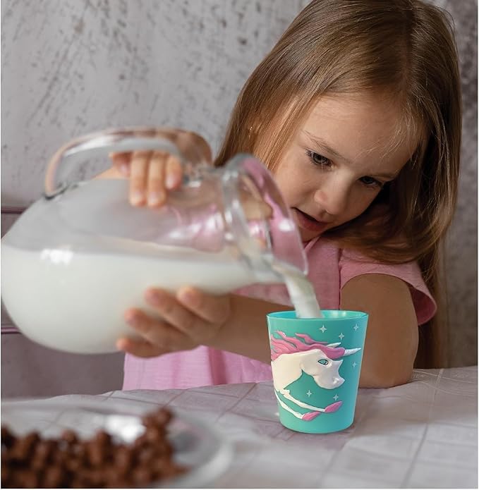 Lily's Home 3D Unicorn Tumbler for Kids, Fun Novelty Reusable Toddler and Kids Cup, Bathroom Rinse Cup, BPA-Free Plastic, Ideal for Kids 3-6, Unbreakable and Shutterproof.(2, Unicorn) 10 Ounce