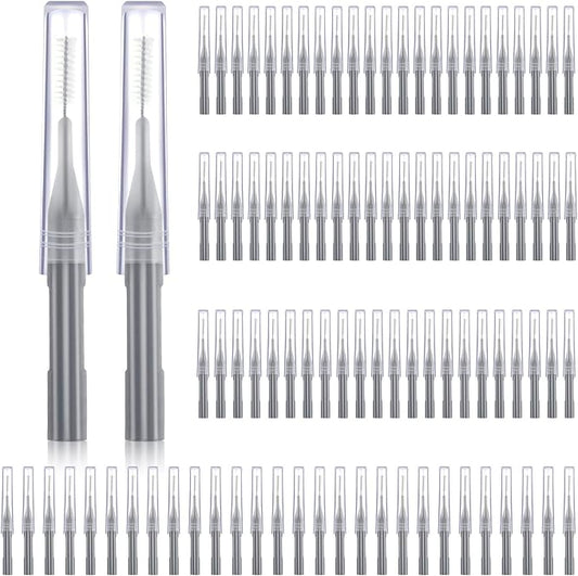 Patelai 100 Pieces Braces Brush for Cleaner Interdental Brush Toothpick Dental Flossing Head Oral Hygiene Flosser Tooth Cleaning Tool (Gray)