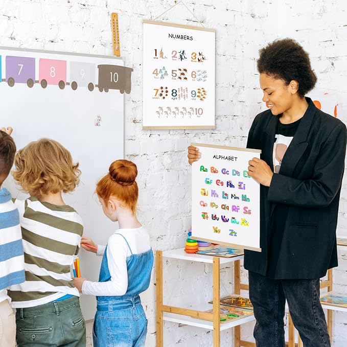 YOUHONG Alphabet Poster Classroom Wall Art Kids Art Educational Posters, Perfect for Toddler Room Decor Preschool Decor, Alphabet Poster for Toddlers Ready to Hang (Hang Rope Included) - 12x15.7 Inch