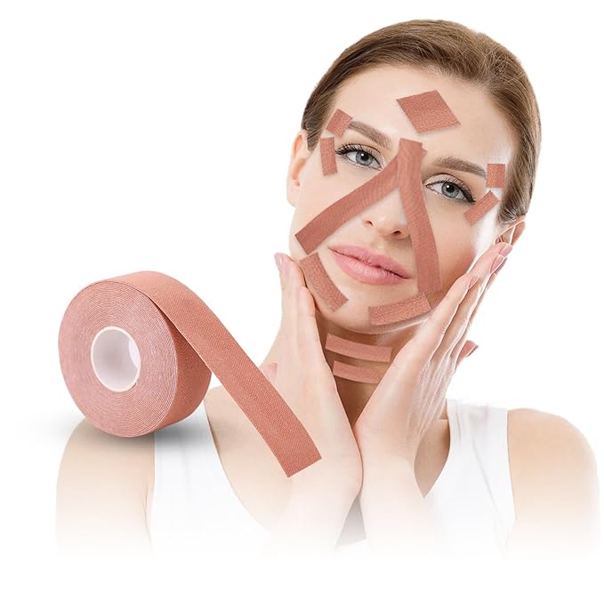 1 Roll Instant Face Lift Tape, Facial Myofascial Patch for Wrinkles Treatment Sticker for V Line Lifting Sagging Skin, Forehead Fines, Eyelid, Nasolabial Folds, Laugh Neck Lines (2cm*5m)