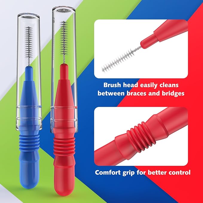 Interdental Brush,Toothpick Tooth Flossing Head Oral Dental Hygiene Brush, Braces Cleaning kit (2.5mm/3mm) 88 Count