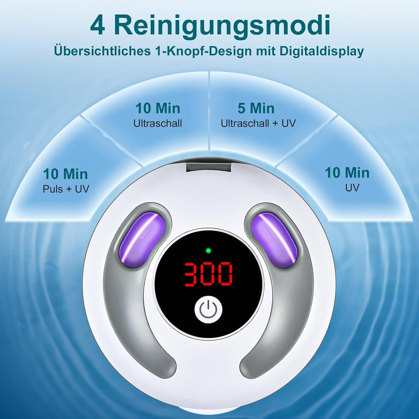 Ultrasonic Retainer Cleaner Machine, 45kHz 200ML Dental Cleaning Pod with 4 Wash Modes, Digital Timer for Denture Cleaner, Aligners, Mouth Guards, Braces, Jewelry & Toothbrush Heads (White)