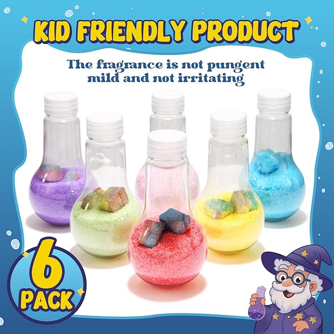 Velanora 6 Pack Bath Potions Kit for Kids Fun Bath Bombs Interactive Bath Toys Nontoxic Scientific Experiment Children's Enlightenment Kids Potion kit for Bathtubs and Pools Applicable to Age 3＋