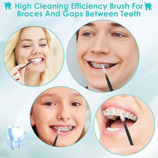Lezmarket 300PCS Interdental Brushes for Braces, Soft and Bendable Dental Brush for Orthodontic Braces, Braces Cleaner Brush Tooth Pick Teeth Flossers Brushes for Teeth (Black)
