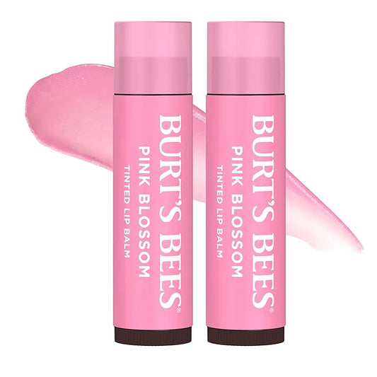Burts Bees Tinted Lip Balm Pink Blossom; 8 Hour Moisture; Provides a Hint of Color; Nourishing Shea Butter; 100% Natural Origin; 1 Tube; 0.15 Oz. (Package May Vary)