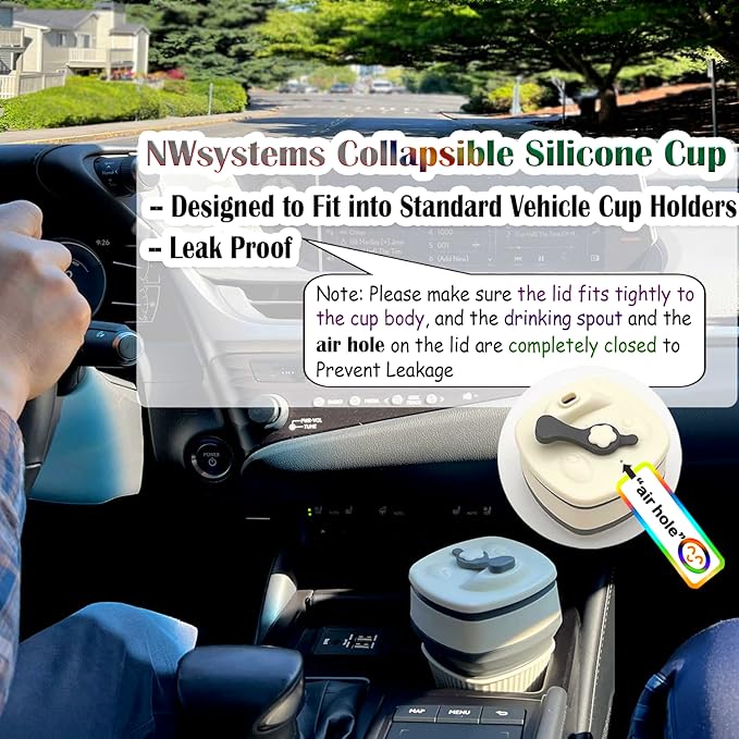 Collapsible Silicone Cup, Safe & Portable, for Hot & Cold Drinks, 18.6 oz (550 ml) - Travel, Camping, Office, and More - Cool Grey