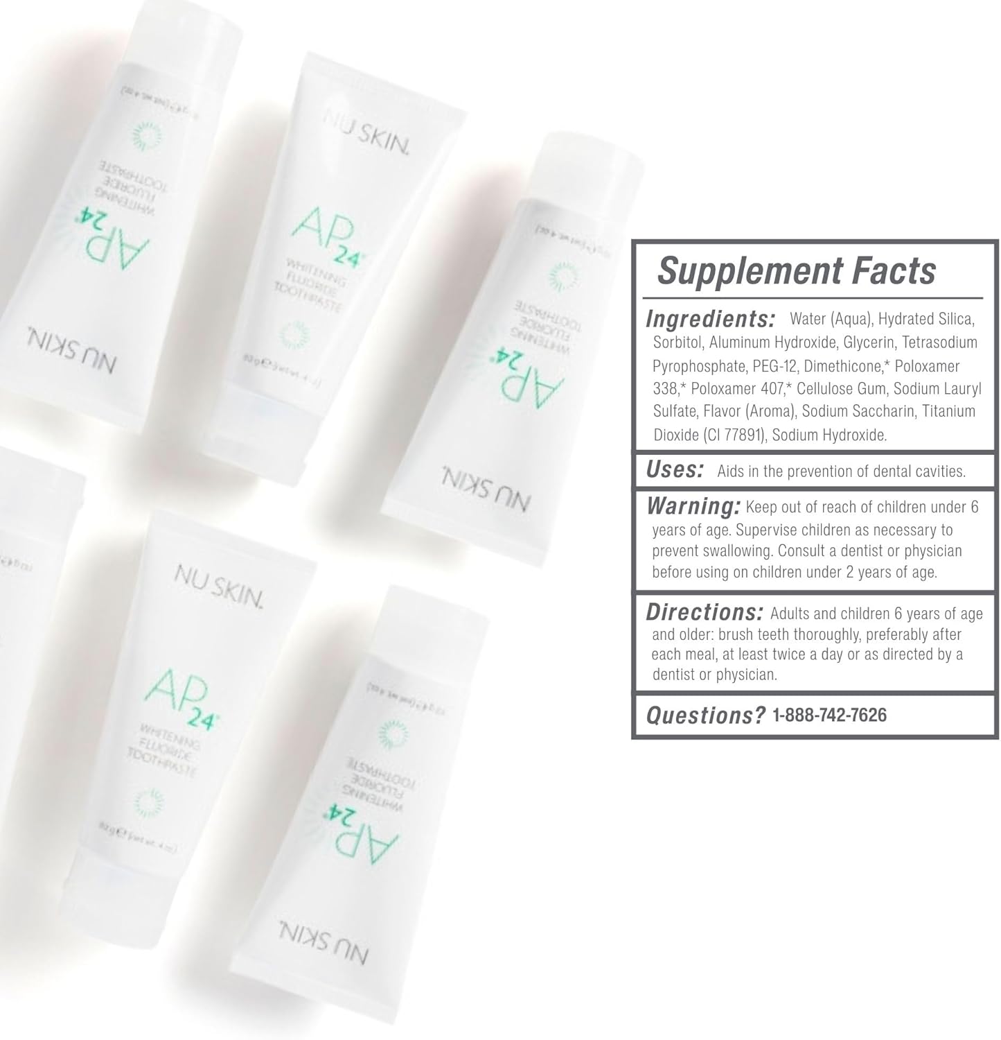 Nu Skin AP 24 Whitening Fluoride - Free Toothpaste | AP 24 Blend | Vanilla Mint Flavor | Brightens Teeth | Removes Surface Stains | Prevents Dental Cavities & Plaque | Enamel-Safe | 4 oz | 3 Pack