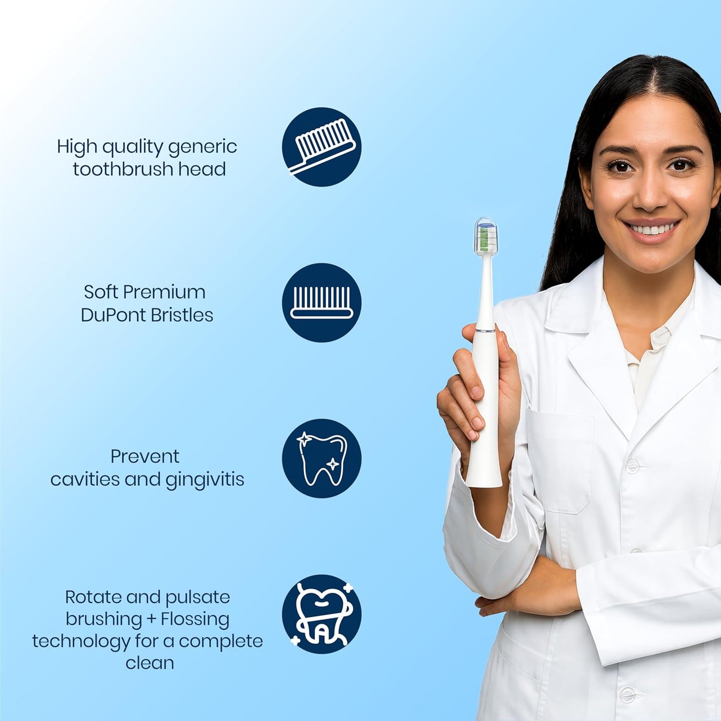 Zekecare Replacement Toothbrush Heads, Compatible with Soni-Care Click-on Toothbrush Handles, 8 Standard Phi-Lips Soni-Care Heads,Replacement Heads Extra Soft Dupont Bristles for Your Teeth, White