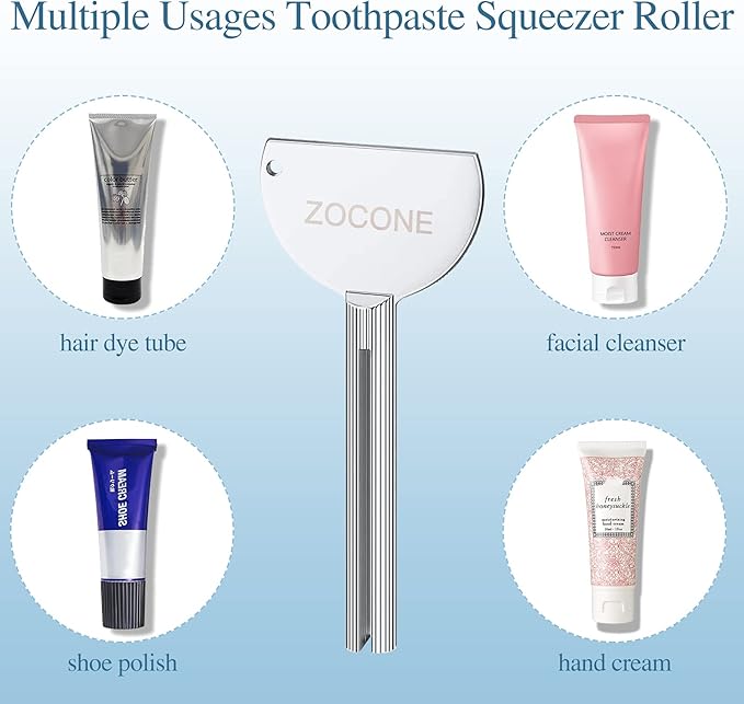 ZOCONE Toothpaste Squeezer, 6pcs Metal Tube Squeezer Key Stainless Steel Toothpaste Roller Tube Wringer for Paint, Cream, Cosmetic and Hair Dye(C)