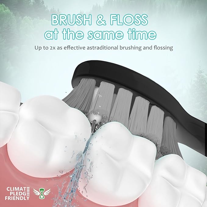 Replacement Heads for Waterpik Sonic Fusion 2.0, Extra-Large Size Flossing Toothbrush Head fit for Water pik SF-01 SF-02 SF-03 SF-04 (Black, 3 Count)