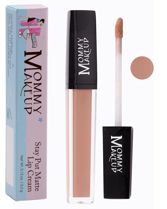 Mommy Makeup Stay Put Matte Lip Cream - Kiss-proof, Transfer-proof, Waterproof, Long Lasting Lipstick - Non-Drying Formula Infused with Vitamin E (Ginger)