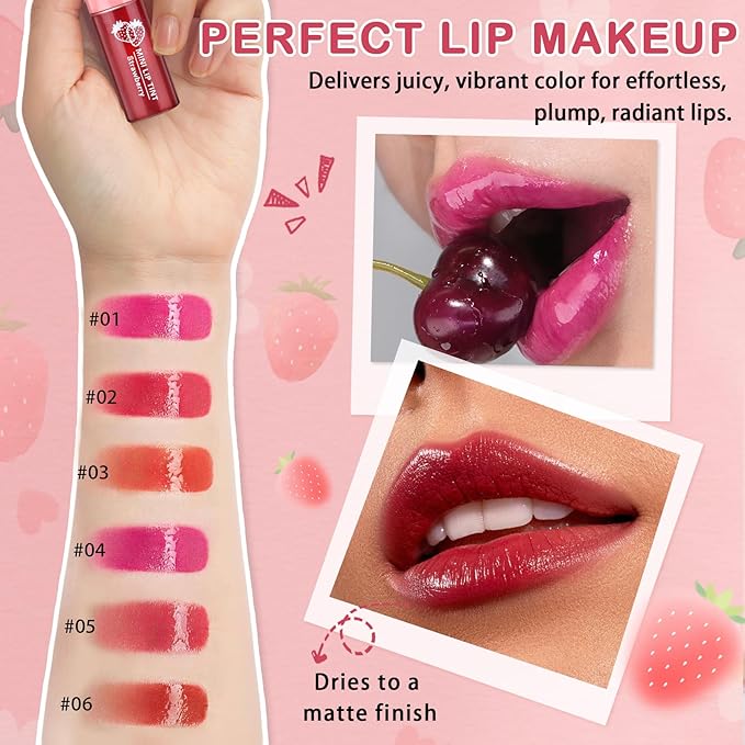 Lip Tint Stain,6 Colors Lip Stain Long Lasting Waterproof,Multi-use Lip and Cheek Stain,Mini Lipstain Liquid Lipstick,Lightweight tinta para labios,Moisturizing Red Lip Stain Set Lip Makeup