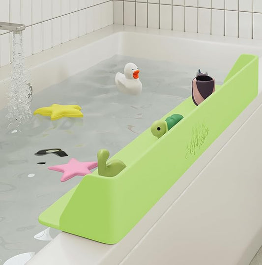 Original Little Splasher PlayPad, Bathtub Splash Guard Play Shelf - Toy Tray Caddy Holder Storage - Suction Cups Attach to Bath Tub - No Mess Water Spill in Bathroom for Toddlers Kids Baby (Green)