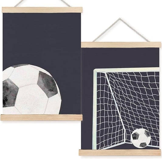 FDHSPAAM Soccer Wall Art Decor, Sports Room Decor for Boys, Boys Soccer Gifts, Sport Wall Art Posters for Nursery Home Boy Bedroom Playroom, 12x16 Inch Set of 2