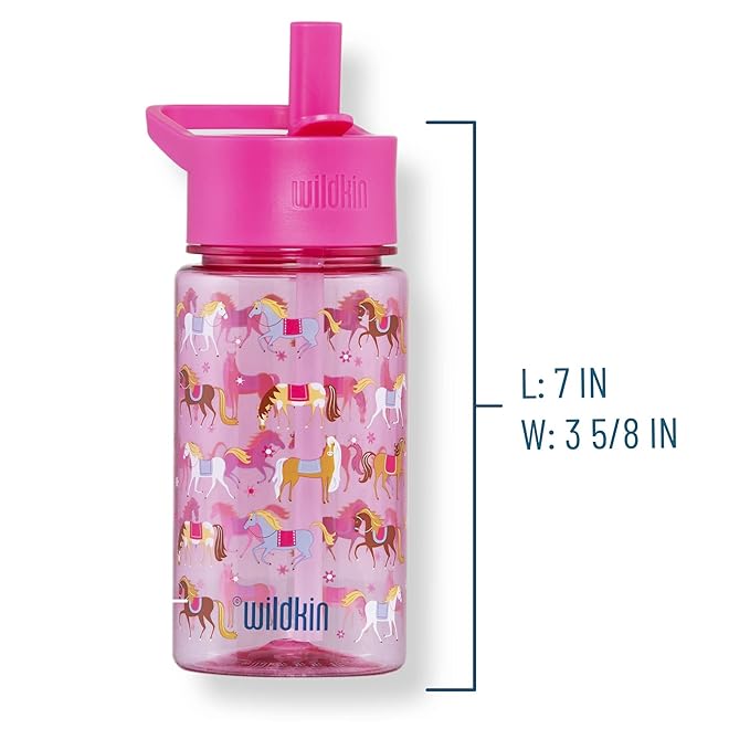 Wildkin Kids 16 Oz Water Bottle – BPA-Free Tritan, Leak-Proof Lid, Durable & Easy to Clean - Horses