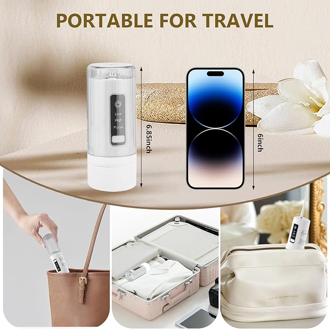 Water flossers for Teeth,irrigator Dental,Water Picks for Teeth Cleaning and flossing,IPX7 Waterproof & USB Rechargeable,3 Pressure Modes, 220ML Tank & 4 Nozzles for Travel
