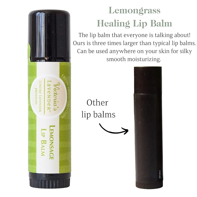 Victoria's Lavender Natural Body Products Gift Set - Handmade Soap, Hand & Body Lotion, Lip Balm, Made in the USA Body Candle Skin Care Set & Kits, Bath & Body Products for Women, Lavender Lemongrass