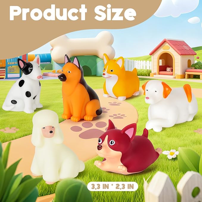 Bath Toys for Toddlers 1-3: 6 PCS Light-Up Dog Bath Toy Set, Baby Bath Toys, Bathtub Pool Bath Toy for Kids, Christmas Birthday Gifts for Boys & Girls Ages 1 2 3+ Years Old