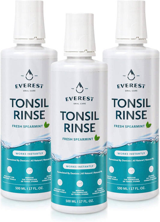 Everest Mouth Wash & Tonsil Stone Remover – Natural Mouthwash or Oral Rinse Liquid to Help Soothe Tonsils, Fight Bad Breath, & Relieve Dry Mouth – Paraben & Alcohol Free Mouthwash
