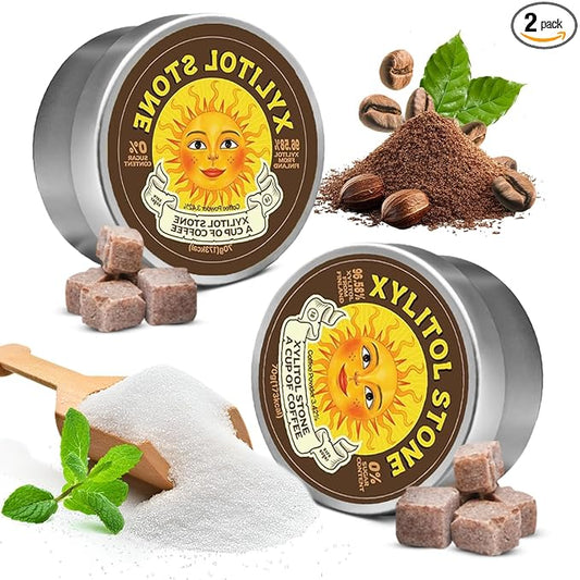 Xylitol Stone Sugar Free Candy - Vegan & Keto Friendly Unique Hard Candy Sugar-Free - 100% Natural Flavor Candies - Gluten Free & Non-GMO Breath Freshener Low Calorie Mints - Coffee (Pack of 2)