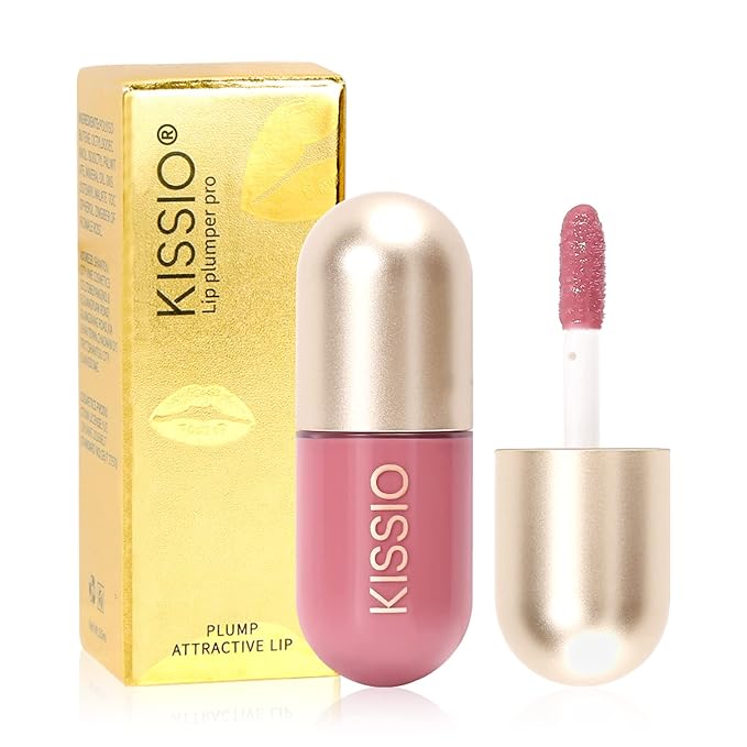 KISSIO Lip Plumper,Color Lip Plumper Gloss,Lip Enhancer,Plant Extracts Plumping Lip Serum,Moisturizing Lip Gloss for Fuller Lips and Hydrated Beauty Lips 5.5ml (02 Fig tea)