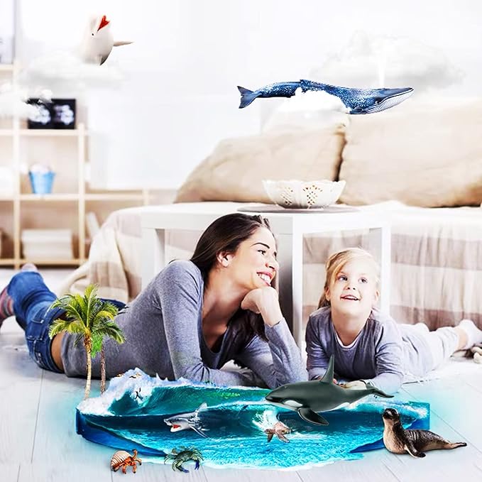 Gemini&Genius Nautical Shark Toy Killer Whale Action Figure, Bathtub Toy, Black, 16 Inches