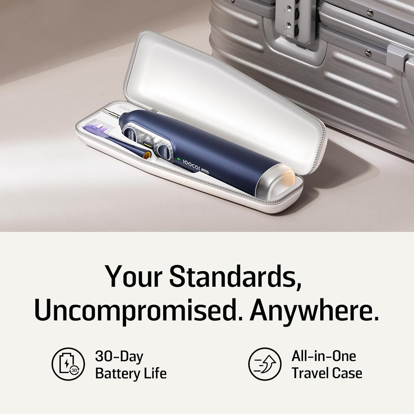 Soocas NEOS II Ultra – Electric Toothbrush with Water Flosser Combo, 3-in-1: Flosses, Vibrates and Oscillates, Flossing Toothbrush for Adults, Cordless Water Flosser for Travel, Midnight Blue