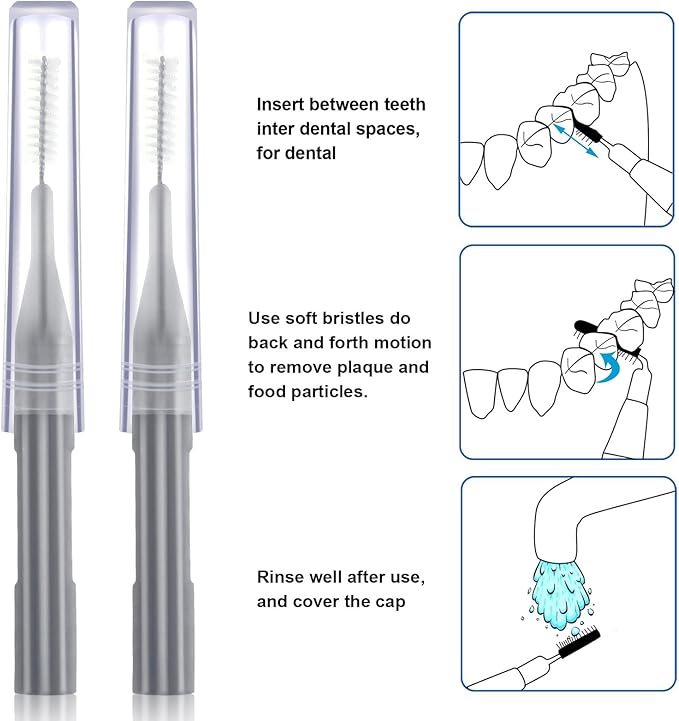 Patelai 100 Pieces Braces Brush for Cleaner Interdental Brush Toothpick Dental Flossing Head Oral Hygiene Flosser Tooth Cleaning Tool (Gray)