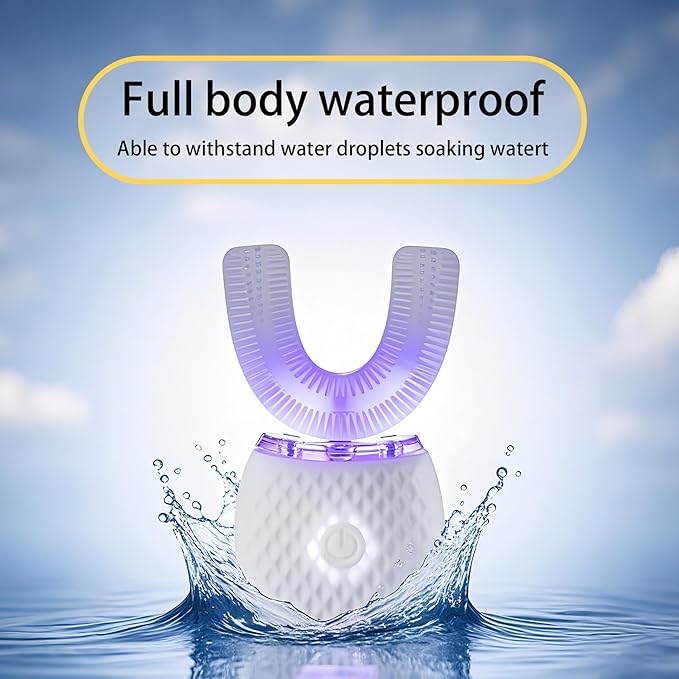 Automatic Toothbrush for Adult - Ultrasonic Electric Toothbrush with Soft Bristles & 30s Timer Rechargeable Portable Design with Wireless Charging Waterproof & Washable for Travel & Home Use (White)