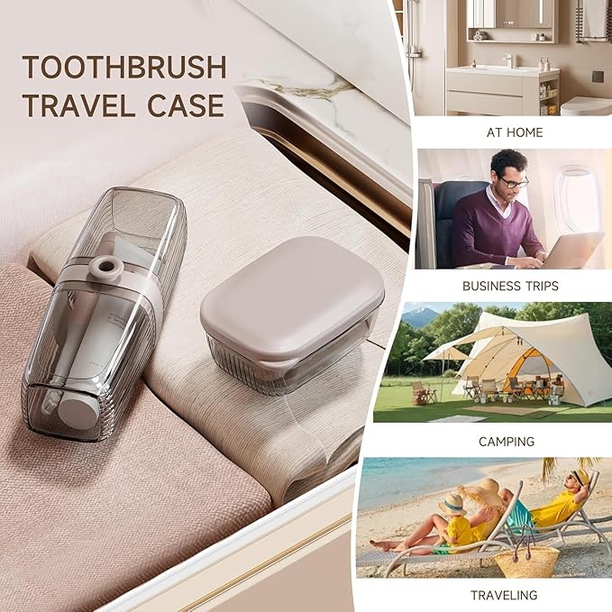 Toothbrush Travel Case, 2 in 1 Toothbrush Holder and Rinse Cup, Large Capacity Toothbrush Cup with Cover, Portable Travel Toothbrush Holder for Traveling, Camping, Trip - 1Pcs
