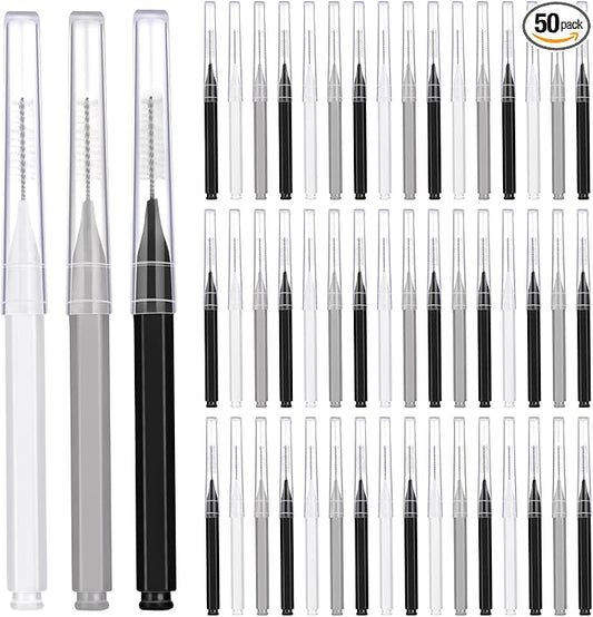 Patelai 50 Pieces Interdental Brush for Cleaner Braces Brush Toothpick Dental Tooth Flossing Head Oral Dental Hygiene Flosser Toothpick Cleaners Tooth Cleaning Tool(Black, White, Gray)