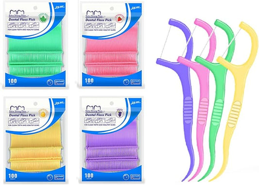 Fruit Flavored Floss，toothpicks，Cleaning Teeth，Ultra-fine Dental Floss Stick, Fight Tooth Decay and Keep Your Teeth Clean，Teeth Cleaning Tool (400 Pieces (Bagged/Single line), Mixed Flavors)